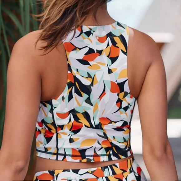 Anthropologie Sweaty Betty Power High Neck Bra Tank Top in Green Frond Print XS - Picture 7 of 10